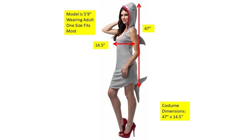 Rasta Imposta Women's Shark Dress Adult, Gray/Red/White, Size 4-10